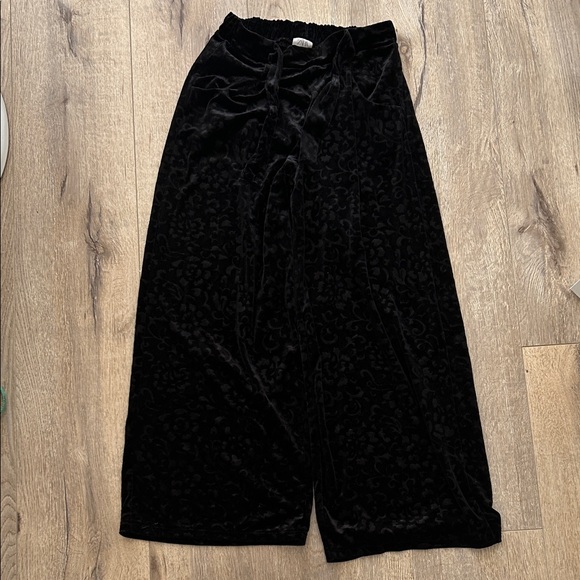 Zara Pants - Black Velvet Wide-Leg Pants